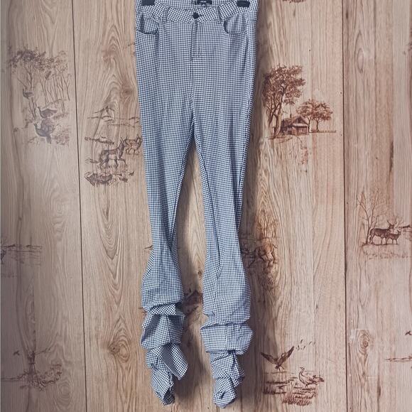 Labijou Houndstooth Stacked Rouched Pants Size Medium - Picture 1 of 10